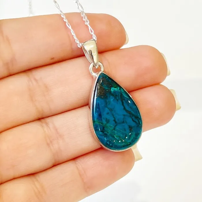 Chrysocolla Sterling Silver Necklace Magic Crystals Necklaces
