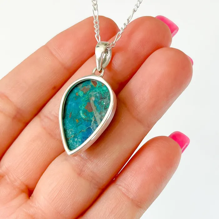 Chrysocolla Sterling Silver Necklace Magic Crystals Necklaces