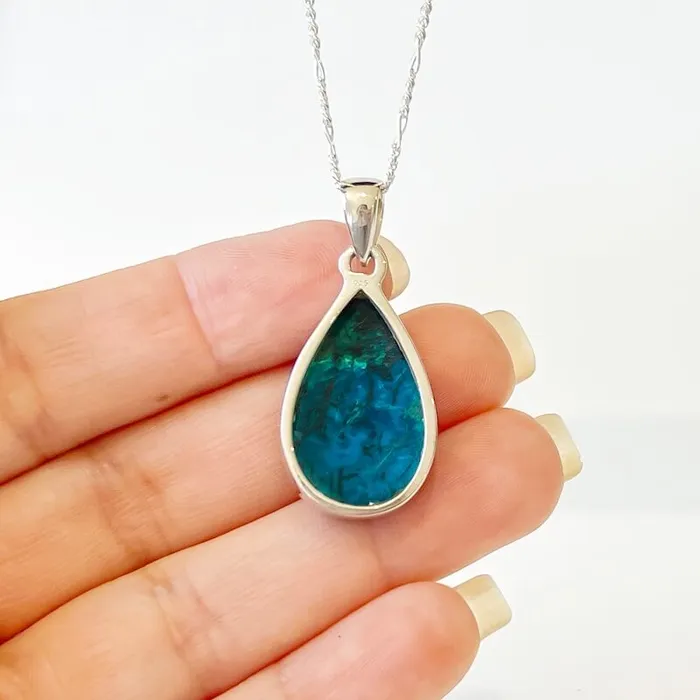 Chrysocolla Sterling Silver Necklace Magic Crystals Necklaces