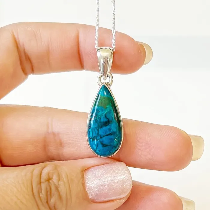 Chrysocolla Sterling Silver Necklace Magic Crystals Necklaces