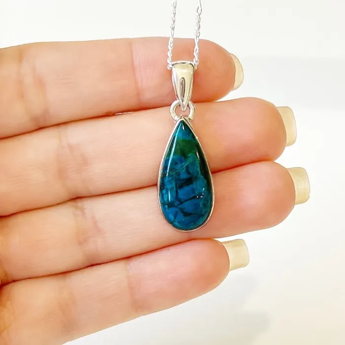 Chrysocolla Sterling Silver Necklace Magic Crystals Necklaces