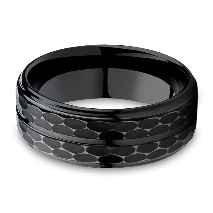 Clean Casting Jewelry Black Tungsten Ring 8mm Wedding Ring Hammered Black Tungsten Ring Black Wedding Ring Rings
