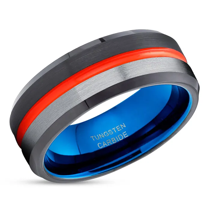 Clean Casting Jewelry Rings Black Tungsten Ring Orange Wedding Ring Tungsten Wedding Band Orange Ring Blue Ring Clean Casting Jewelry Rings Black Tungsten Ring Orange Wedding Ring Tungsten Wedding Band Orange Ring Blue Ring