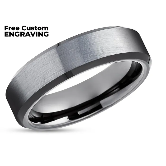 Clean Casting Jewelry Rings Gunmetal Wedding Ring Black Wedding Band Gray Tungsten Ring Engagement Ring