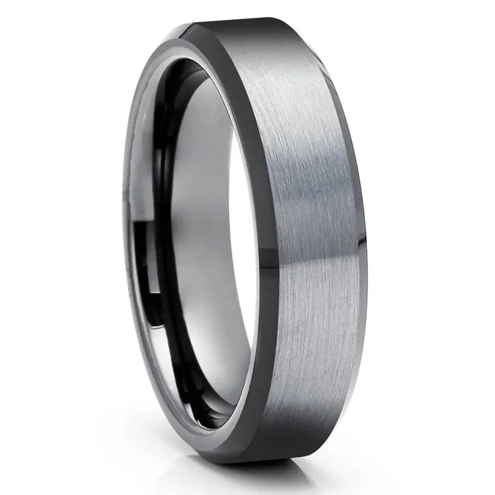 Clean Casting Jewelry Rings Gunmetal Wedding Ring Black Wedding Band Gray Tungsten Ring Engagement Ring