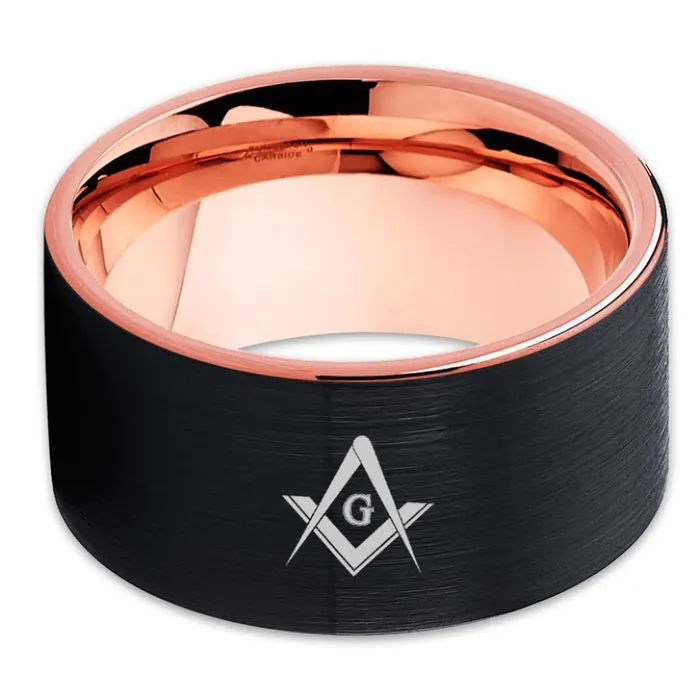 Clean Casting Jewelry Rings Masonic Wedding Band Black Tungsten Ring Masonic Wedding Ring Brush