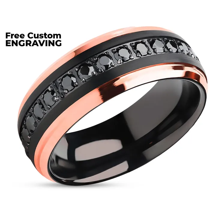 Clean Casting Jewelry Rings Rose Gold Wedding Ring Black Wedding Ring Black Tungsten Ring Rose Gold Ring