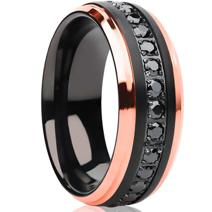 Clean Casting Jewelry Rings Rose Gold Wedding Ring Black Wedding Ring Black Tungsten Ring Rose Gold Ring