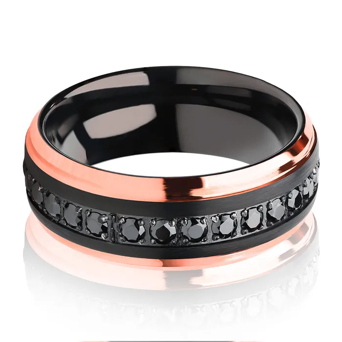 Clean Casting Jewelry Rings Rose Gold Wedding Ring Black Wedding Ring Black Tungsten Ring Rose Gold Ring