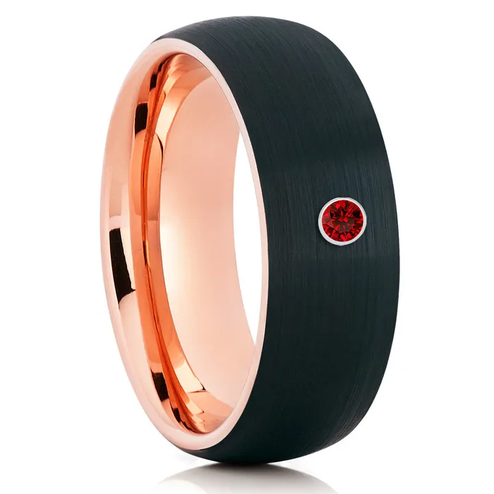 Clean Casting Jewelry Rings Ruby Tungsten Wedding Band Rose Gold Tungsten Black Tungsten Ring Black Ring