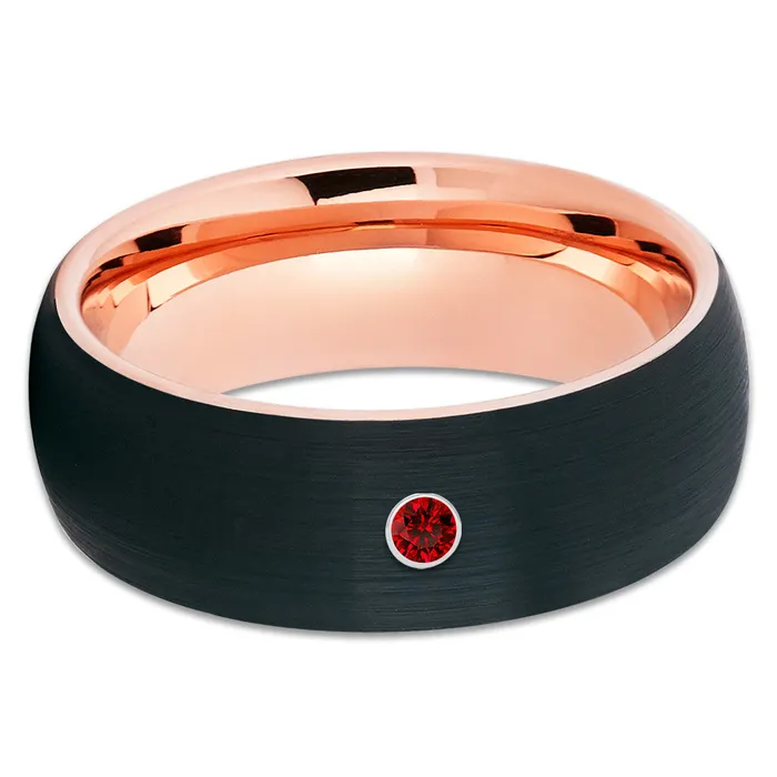 Clean Casting Jewelry Rings Ruby Tungsten Wedding Band Rose Gold Tungsten Black Tungsten Ring Black Ring