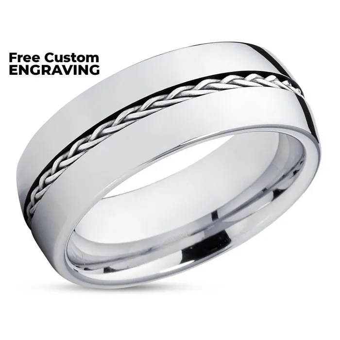 Clean Casting Jewelry Rings Silver Wedding Ring Tungsten Wedding Ring Braid Wedding Ring Unique Wedding Ring