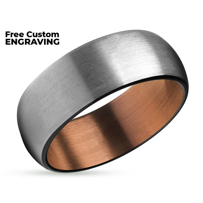Copper Wedding Ring Espresso Wedding Band Black Tungsten Ring Gray Ring Clean Casting Jewelry Rings