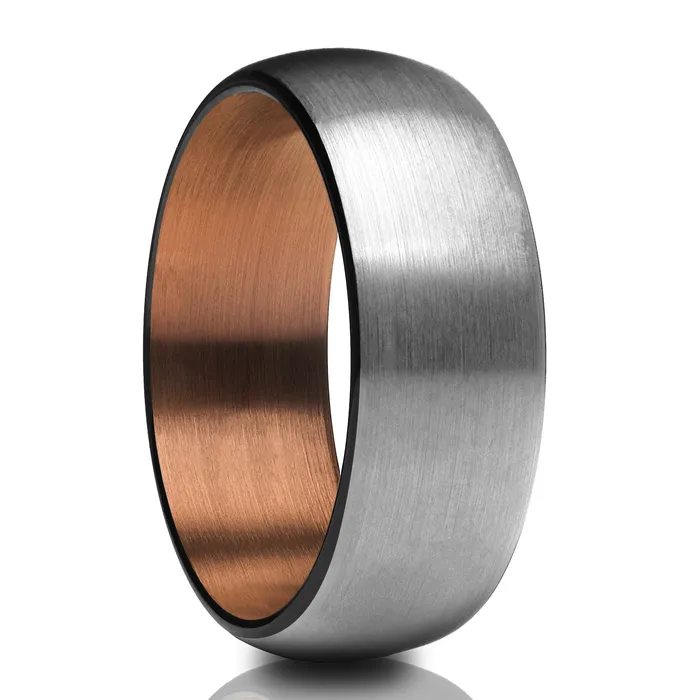 Copper Wedding Ring Espresso Wedding Band Black Tungsten Ring Gray Ring Clean Casting Jewelry Rings