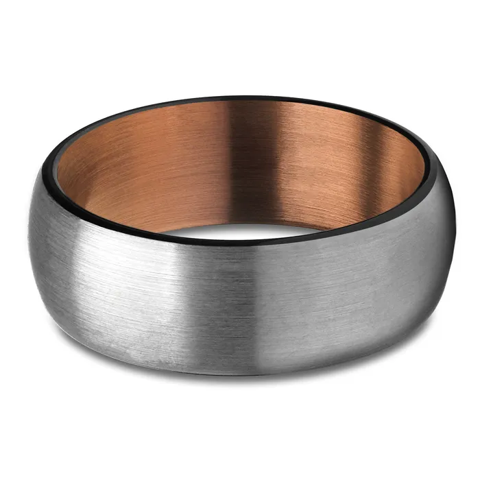Copper Wedding Ring Espresso Wedding Band Black Tungsten Ring Gray Ring Clean Casting Jewelry Rings
