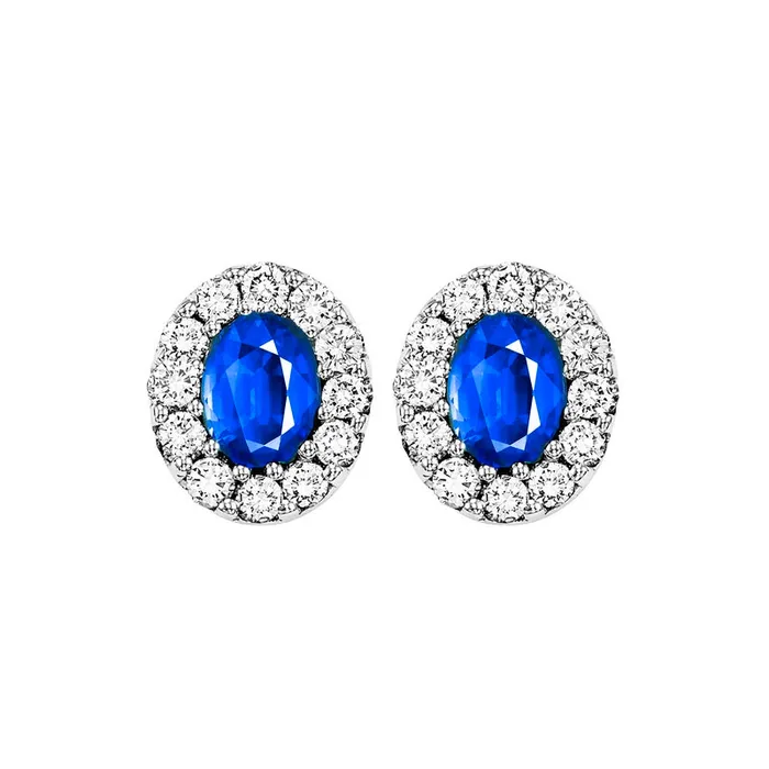 Earrings 14K White Gold Color Ens Halo Prong Sapphire Earrings 14CT Gems One Earrings 14K White Gold Color Ens Halo Prong Sapphire Earrings 14CT Gems One