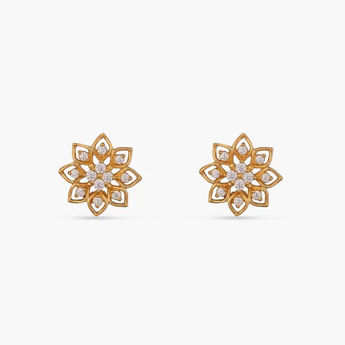 Earrings Flora CZ Silver Stud Earrings SILVER