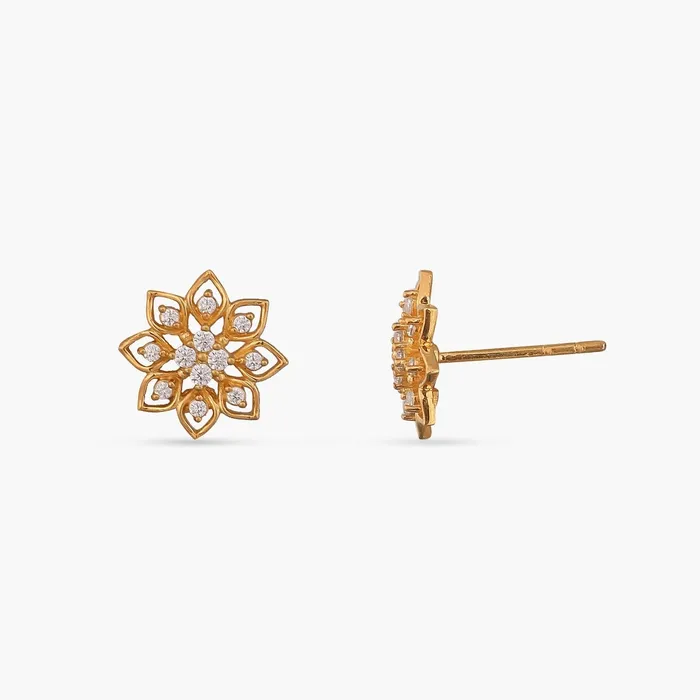 Earrings Flora CZ Silver Stud Earrings SILVER