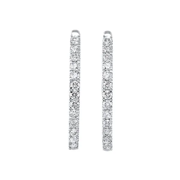 Earrings Gems One 14k Round or Oval Diamond Hoop Earrings 1 ctw