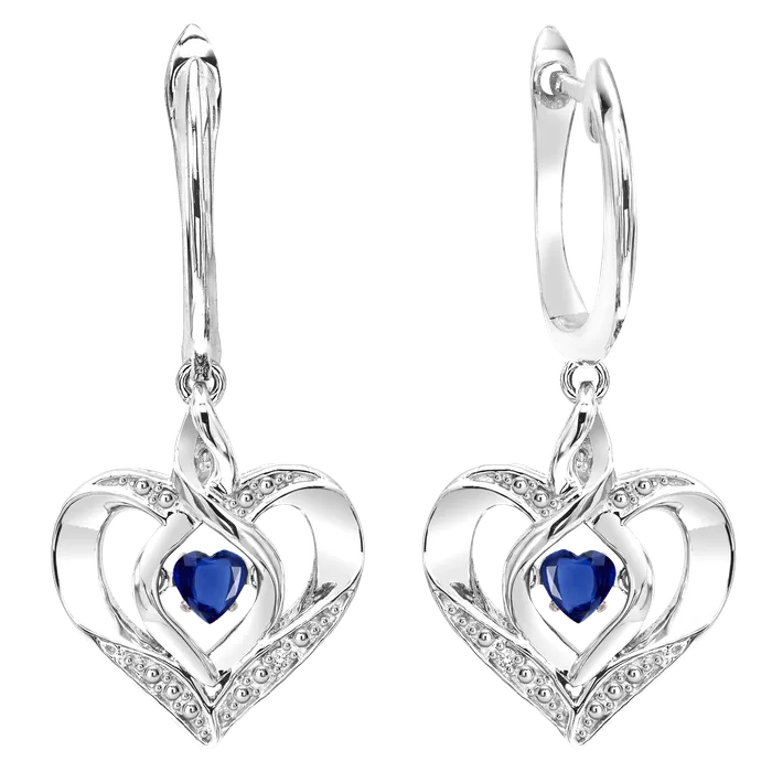 Earrings Gems One Silver Diamond Created Sapphire Earring