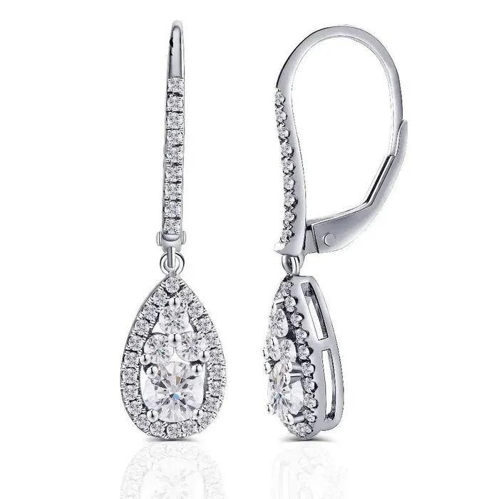 Earrings Luxus Moissanite Rings Jewelry 10k White Yellow Rose Gold Drop Dangle Moissanite Earrings 1ctw