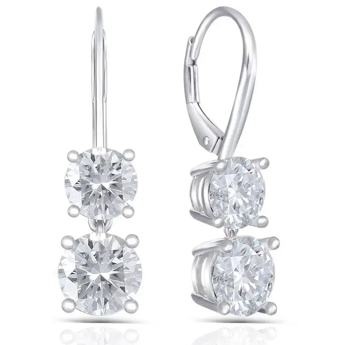 Earrings Luxus Moissanite Rings Jewelry Platinum Plated Silver Drop Earrings Moissanite 21ctw Earrings Luxus Moissanite Rings Jewelry Platinum Plated Silver Drop Earrings Moissanite 21ctw