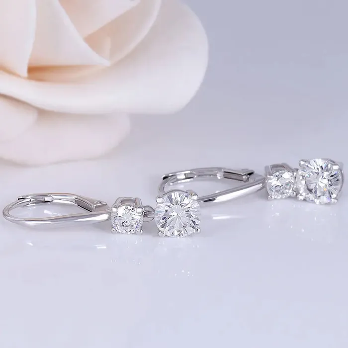 Earrings Luxus Moissanite Rings Jewelry Platinum Plated Silver Drop Earrings Moissanite 21ctw