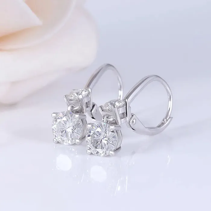 Earrings Luxus Moissanite Rings Jewelry Platinum Plated Silver Drop Earrings Moissanite 21ctw