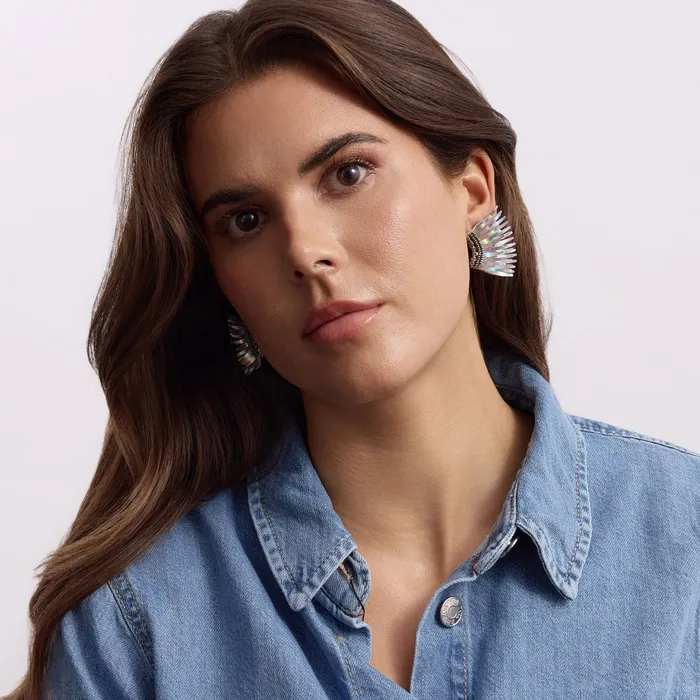 Earrings Mignonne Gavigan Mini Madeline Earrings Iridescent Silver Earrings Mignonne Gavigan Mini Madeline Earrings Iridescent Silver