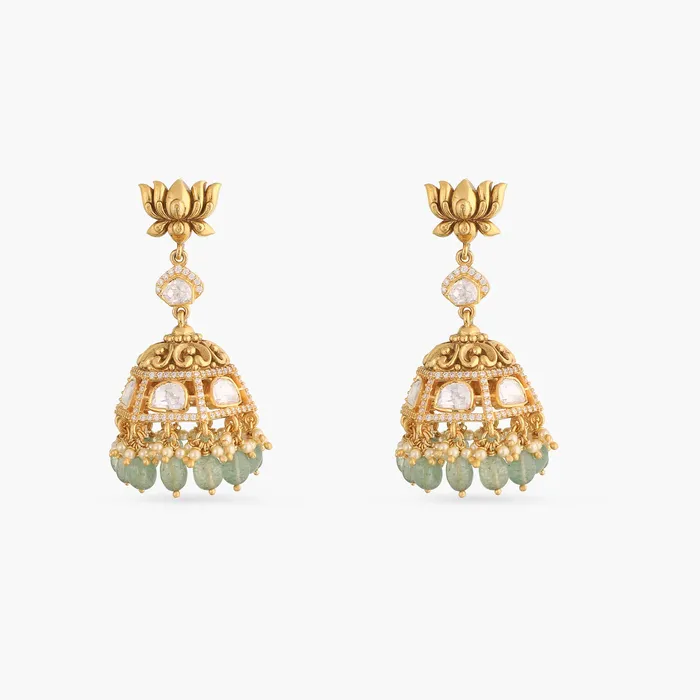 Earrings SILVER Nalini Moissanite Silver Jhumki Earrings