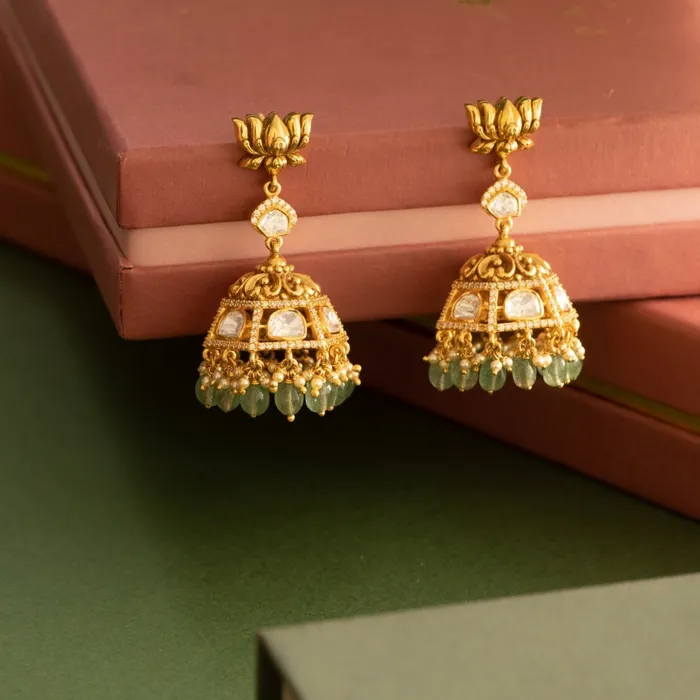 Earrings SILVER Nalini Moissanite Silver Jhumki Earrings