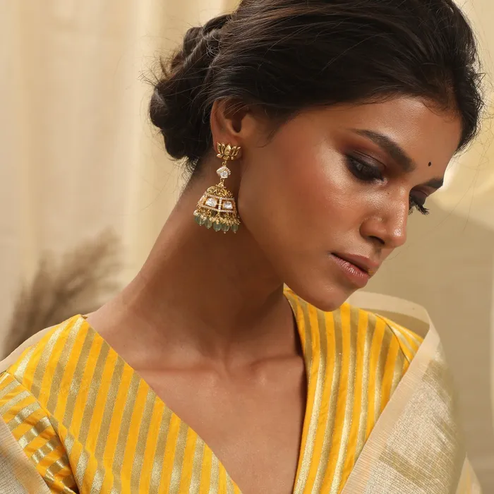 Earrings SILVER Nalini Moissanite Silver Jhumki Earrings