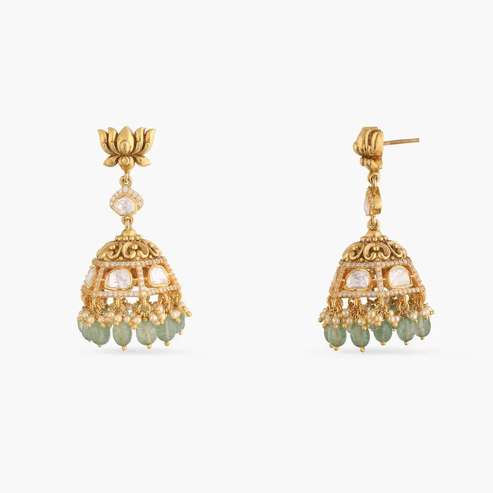 Earrings SILVER Nalini Moissanite Silver Jhumki Earrings