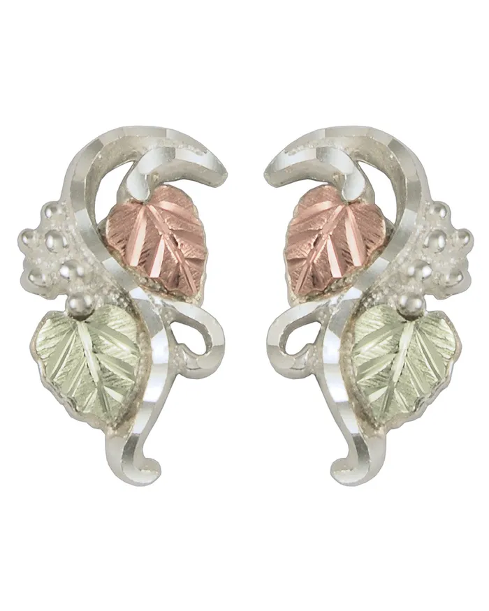 Earrings TR Jewelry Concepts Black Hills Gold Sterling Silver Traditional Leaf Earrings