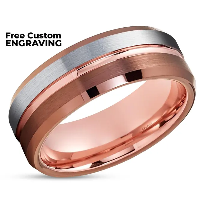 Espresso Tungsten Wedding Ring Espresso Tungsten Ring Wedding Ring Rose Gold Clean Casting Jewelry Rings