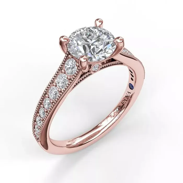 FANA Classic Diamond Engagement Ring Setting with Detailed Milgrain Band International Diamond Center Rings