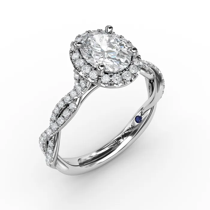 FANA Oval Halo with Diamond Twist Shank Ring Setting International Diamond Center Rings FANA Oval Halo with Diamond Twist Shank Ring Setting International Diamond Center Rings