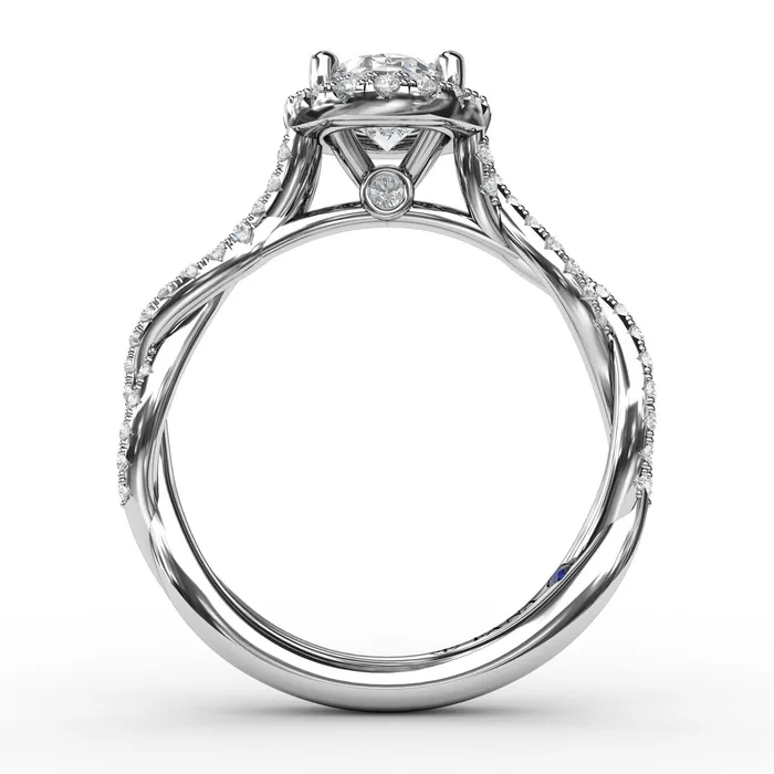 FANA Oval Halo with Diamond Twist Shank Ring Setting International Diamond Center Rings