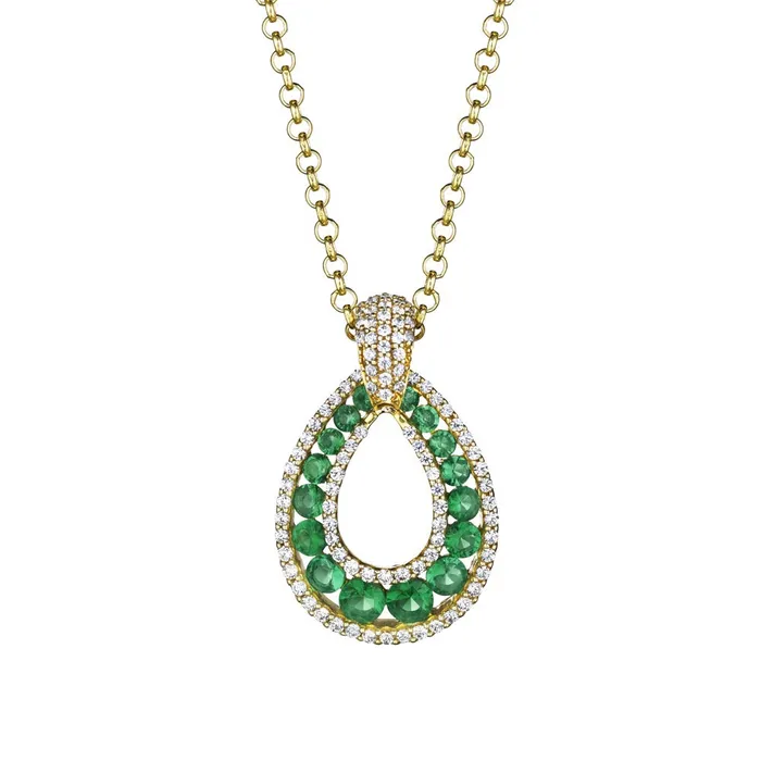 Fana Steal The Spotlight Emerald and Diamond Pendant Necklace International Diamond Center Necklaces Fana Steal The Spotlight Emerald and Diamond Pendant Necklace International Diamond Center Necklaces