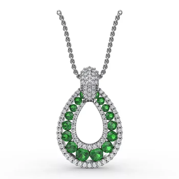 Fana Steal The Spotlight Emerald and Diamond Pendant Necklace International Diamond Center Necklaces Fana Steal The Spotlight Emerald and Diamond Pendant Necklace International Diamond Center Necklaces