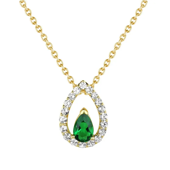 Fana Tears of Love Emerald and Diamond Pendant International Diamond Center Necklaces Fana Tears of Love Emerald and Diamond Pendant International Diamond Center Necklaces