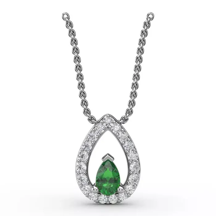 Fana Tears of Love Emerald and Diamond Pendant International Diamond Center Necklaces Fana Tears of Love Emerald and Diamond Pendant International Diamond Center Necklaces