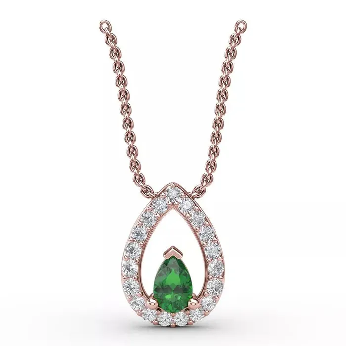 Fana Tears of Love Emerald and Diamond Pendant International Diamond Center Necklaces Fana Tears of Love Emerald and Diamond Pendant International Diamond Center Necklaces