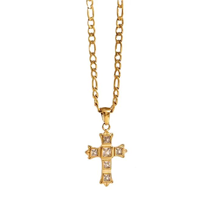 Gem Cross Pendant VibeSzn Necklaces