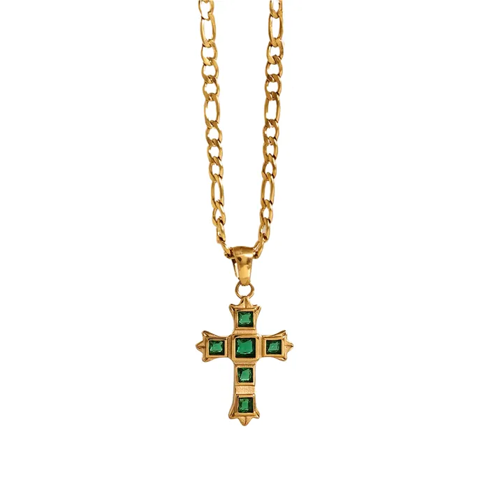 Gem Cross Pendant VibeSzn Necklaces