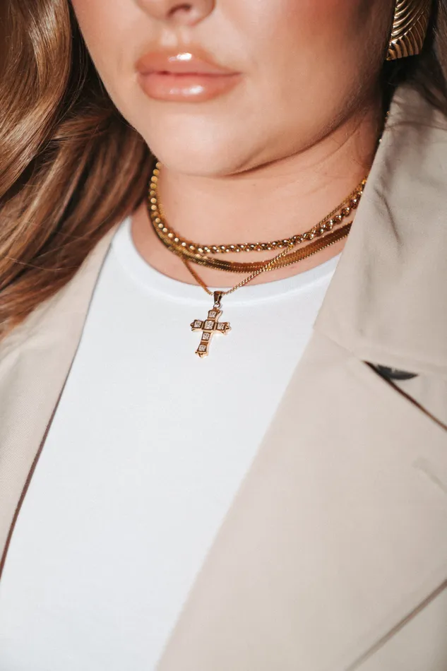 Gem Cross Pendant VibeSzn Necklaces