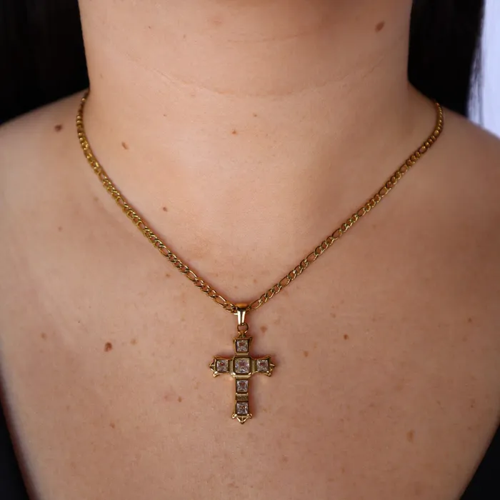 Gem Cross Pendant VibeSzn Necklaces