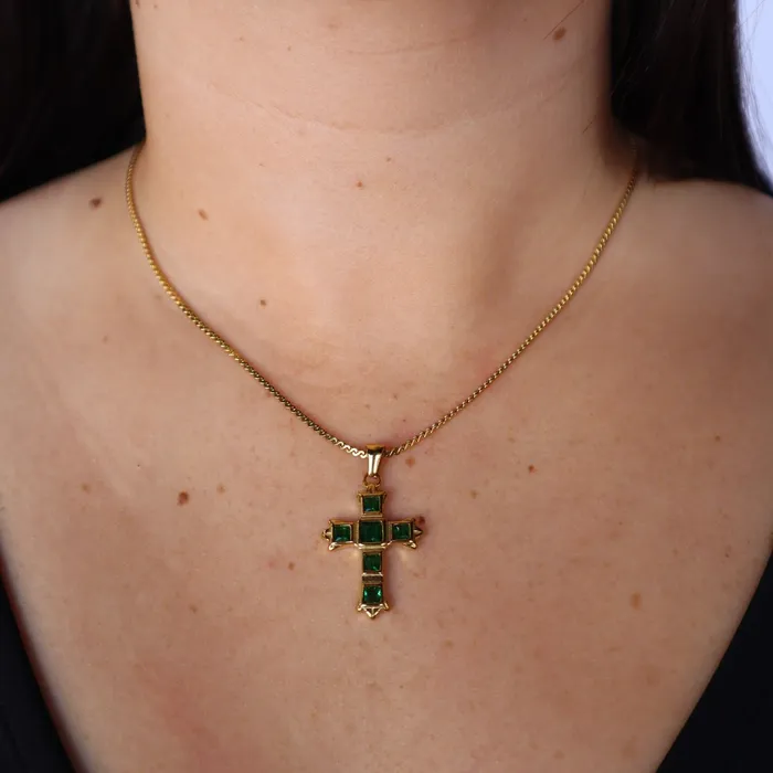 Gem Cross Pendant VibeSzn Necklaces