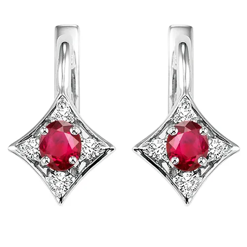 Gems One Earrings 14K White Gold Ruby Earrings 112CT