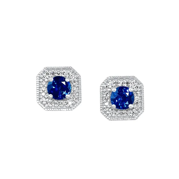 Gems One Earrings White Gold Diamond Sapphire Fashion Colorstone Earring